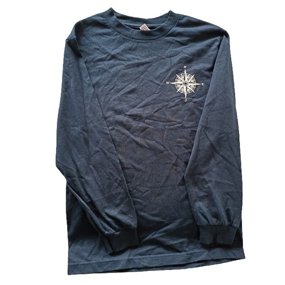 Alstyle Apparel Compass Rose Know Him Make Him Known Long Sleeve T Shirt Navy S