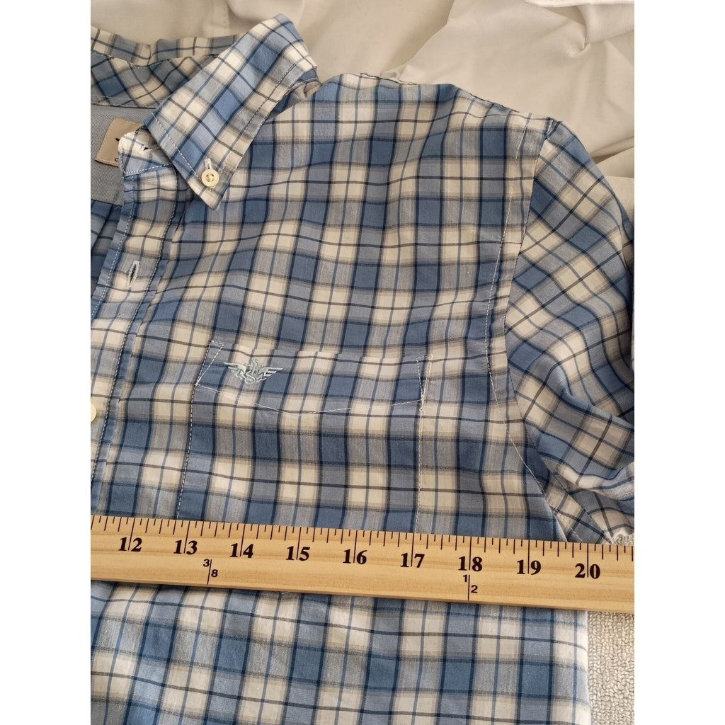 Dockers NWOT Men's Classic Fit Plaid Button Down Shirt Blue White Long Sleeve M