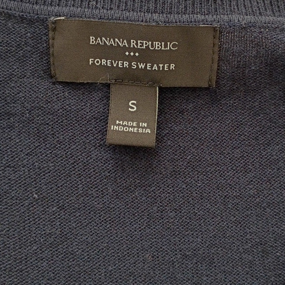 Banana Republic Factory Navy Forever V-Neck Sweater S Cotton Blend
