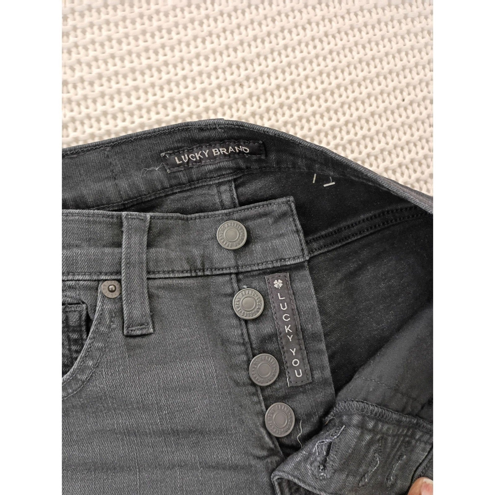 Lucky Brand Ava Mid Rise Crop Mini Boot Jeans Black Raw Hem  26x24 NWOT $99 MSRP