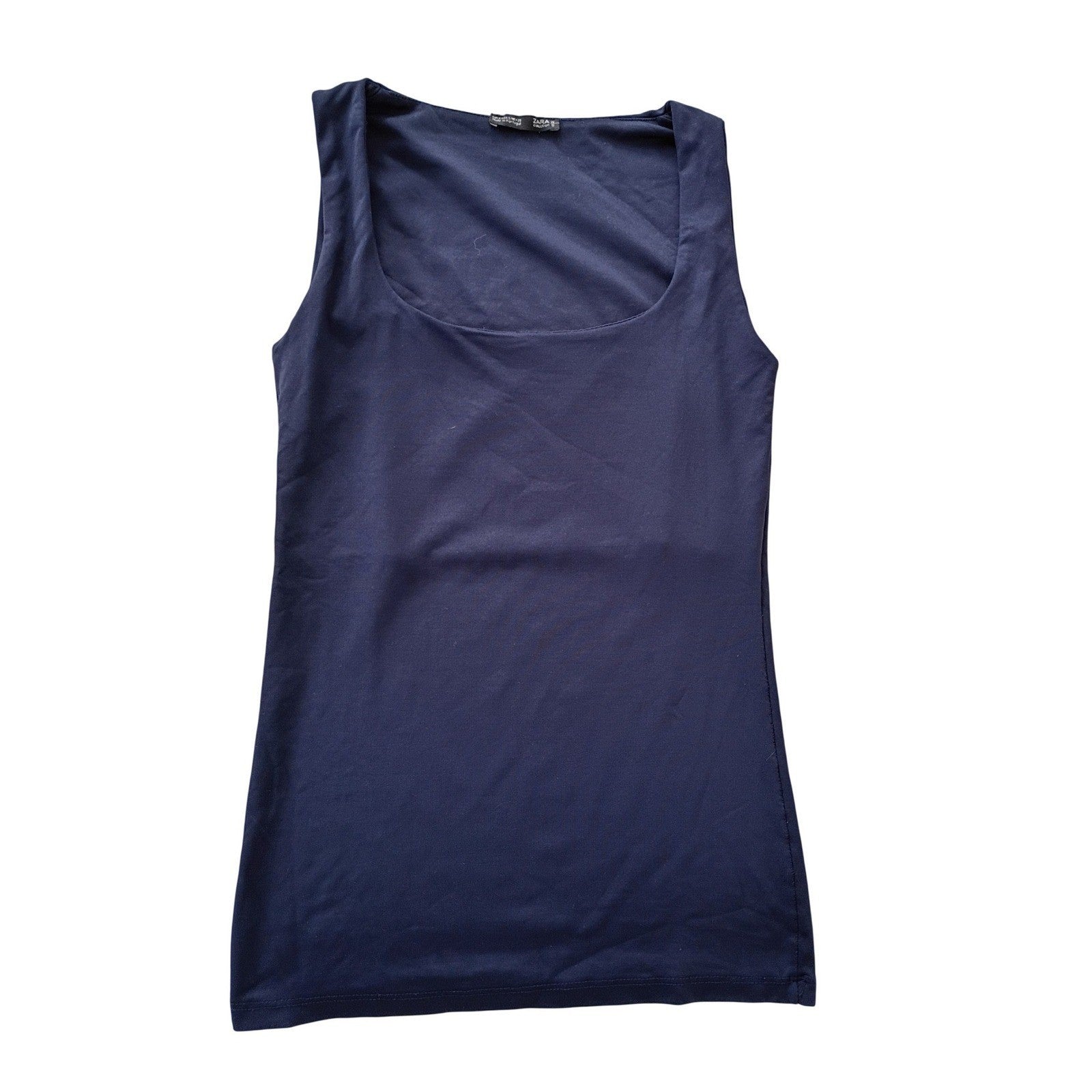 ZARA Collection Navy Blue Sleeveless Tank Top Made in Portugal