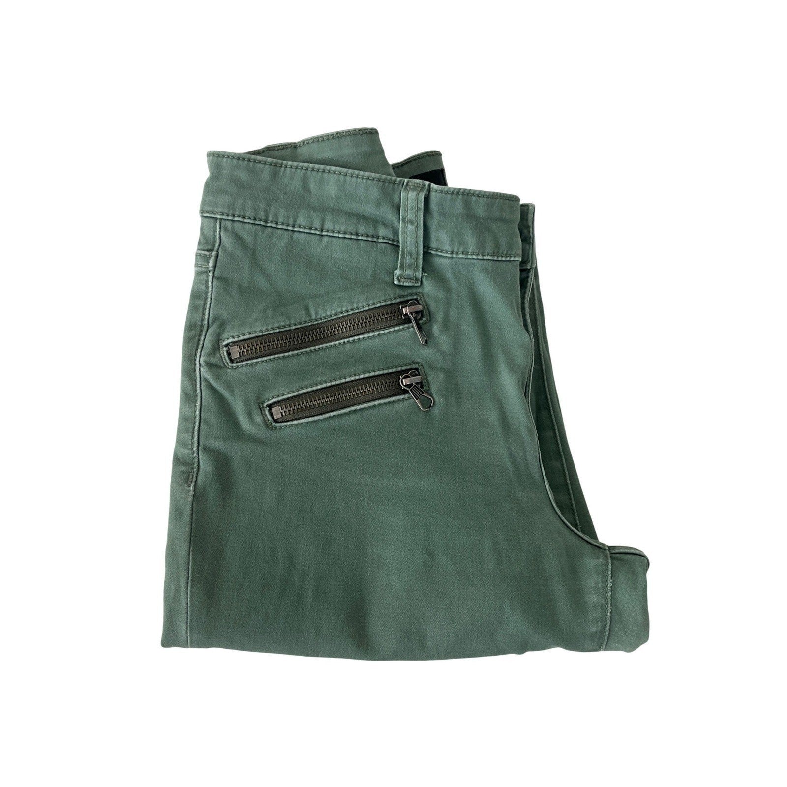Joe's Jeans Rocker Skinny Olive Green Zipper Detail Stretch 28x31