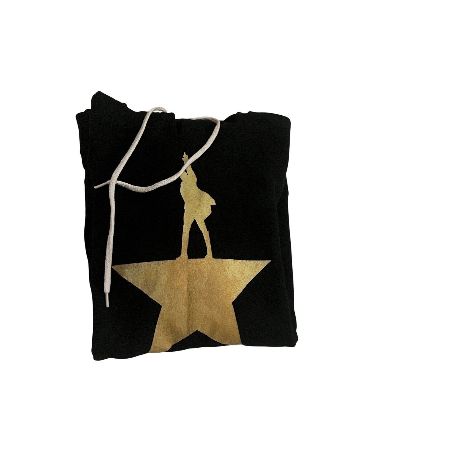 Hamilton NWOT Star Silhouette Hoodie Black Gold Musical Broadway Fan  Size XL