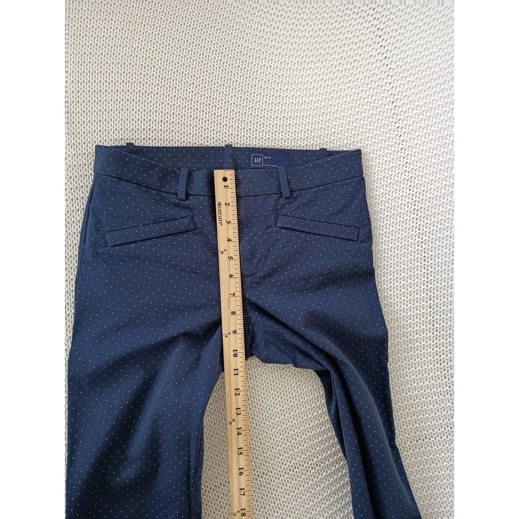 Gap Navy Blue Polka Dot Slim Trousers 4R W28x29 Stretch Cotton Casual Chic