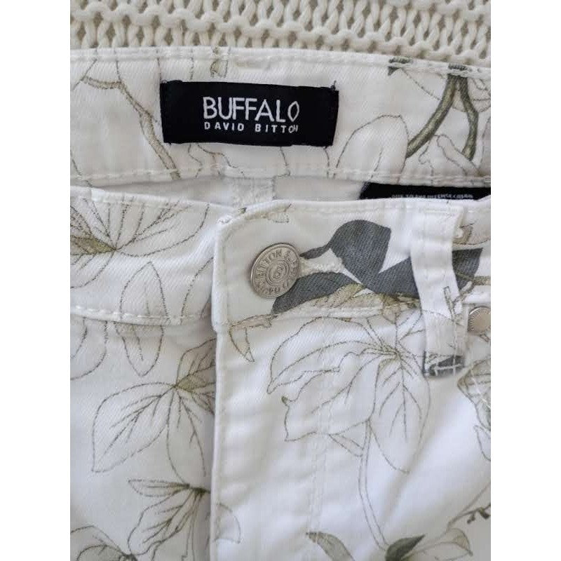 Buffalo David Bitton Havana High Rise Floral Skinny Jeans 27x25 White Grn Ankle