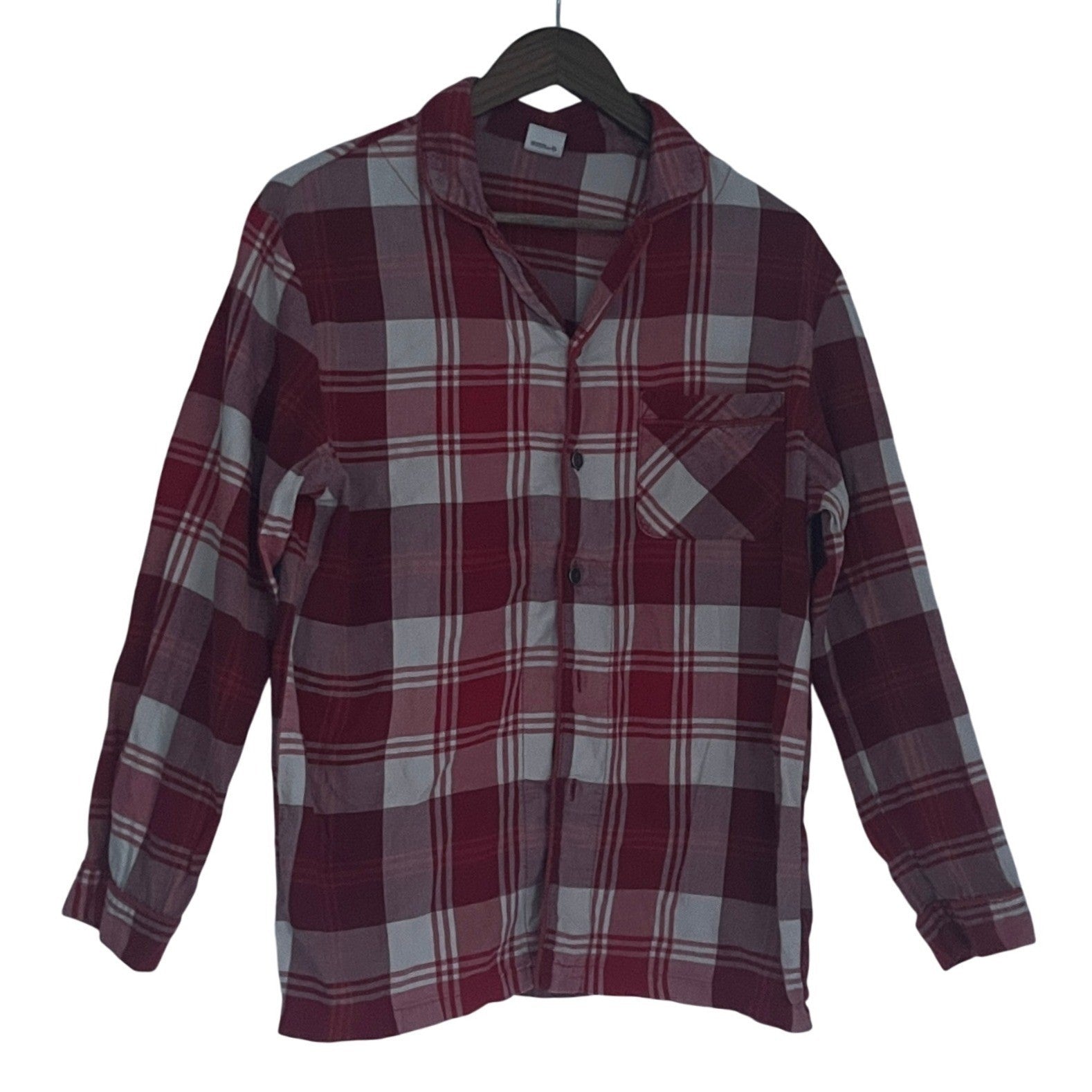 HEARTH & HAND Magnolia Red White Plaid Pajama Shirt Mens S Cotton