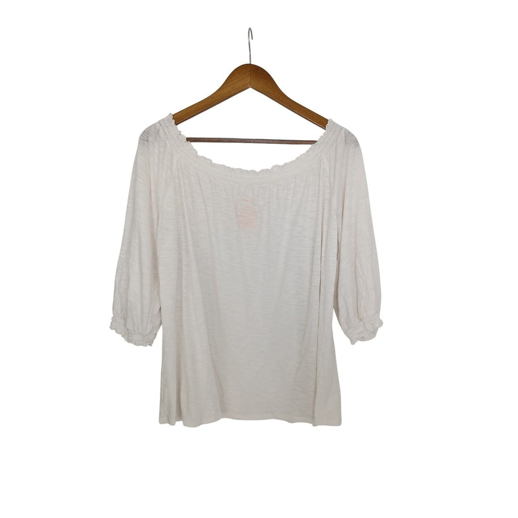 Knox Rose Off Shoulder Smocked Blouse Ivory Boho Peasant Top Women Size M