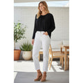 Maeve Anthropologie Black Ruched Draped V-Neck Long Sleeve Blouse S/M Minimalist