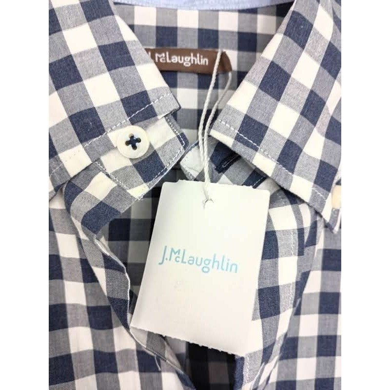J.McLaughlin NWT Collis Shirt Navy White Gingham Check Button Down Casual Mens M