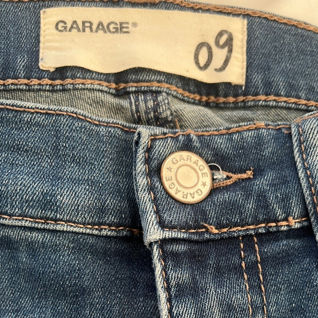 Garage High Rise Skinny Jeans Dark Wash Distressed Raw Hem 26x27 Y2K Aesthetic