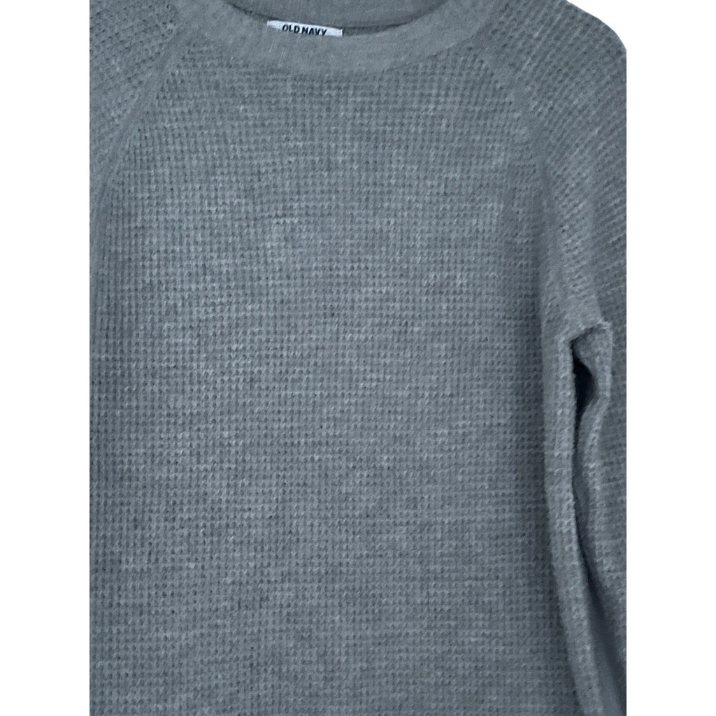 Old Navy Light Grey Cotton Heather Waffle Knit Crewneck Sweater Soft Size S/M