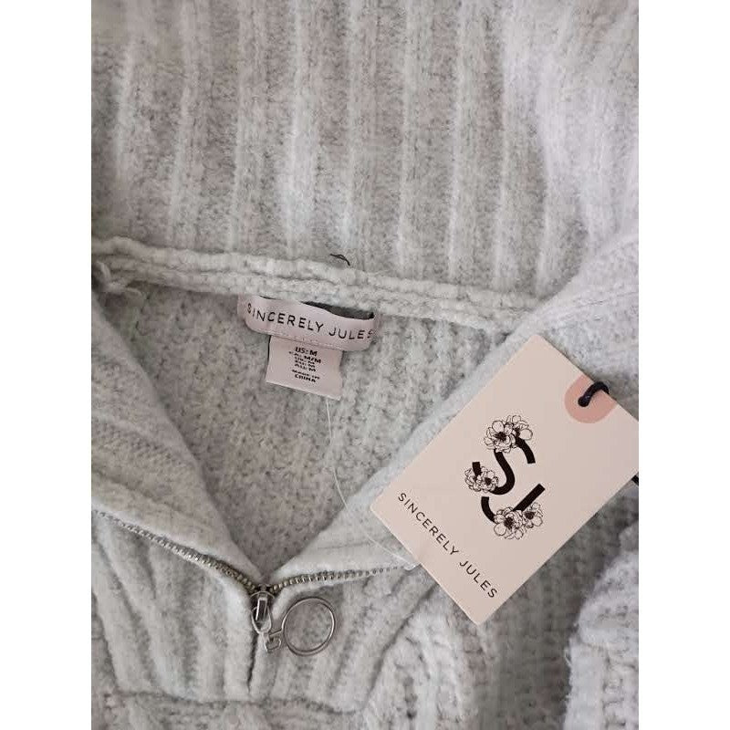 Sincerely Jules NWT Cable Knit Quarter Zip Cozy Cropped Sweater S Preppy Y2K