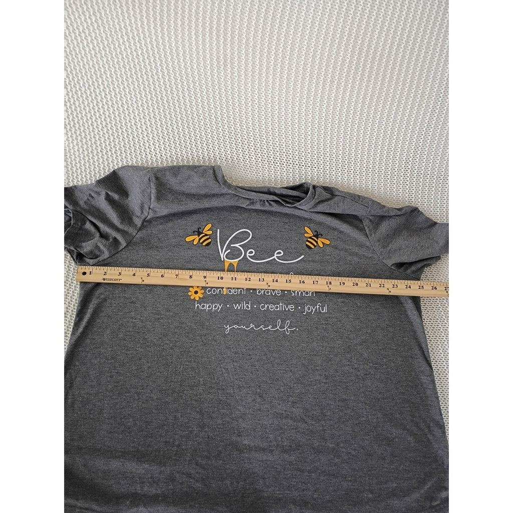 Plus Size Bee Yourself Graphic Tee Heather Gray Positive Quote T-Shirt Curve 3XL