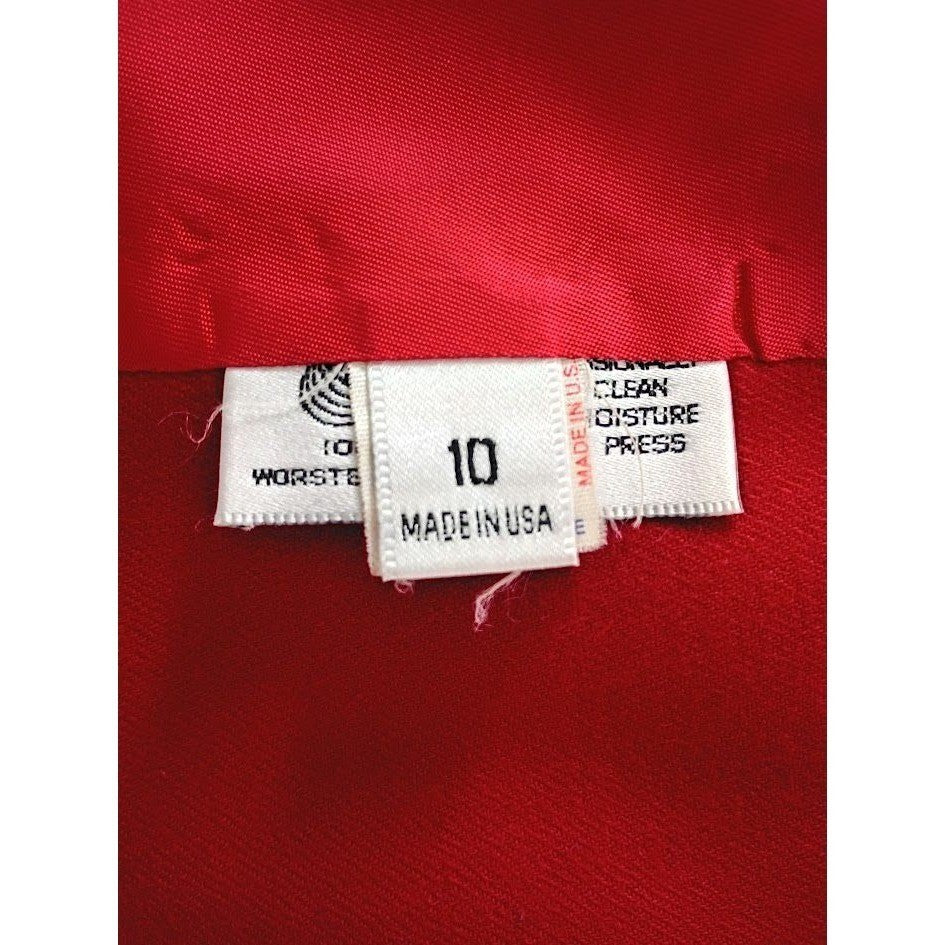 Evan Picone Red 100% Wool Blazer V Neck Timeless Career Chic 10