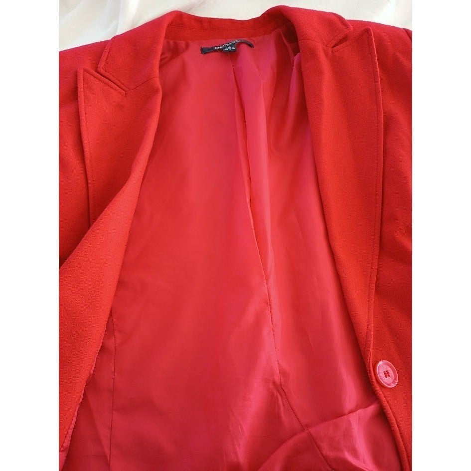 Chadwicks Red Wool Blend Blazer Single Button Career Office Classic 12