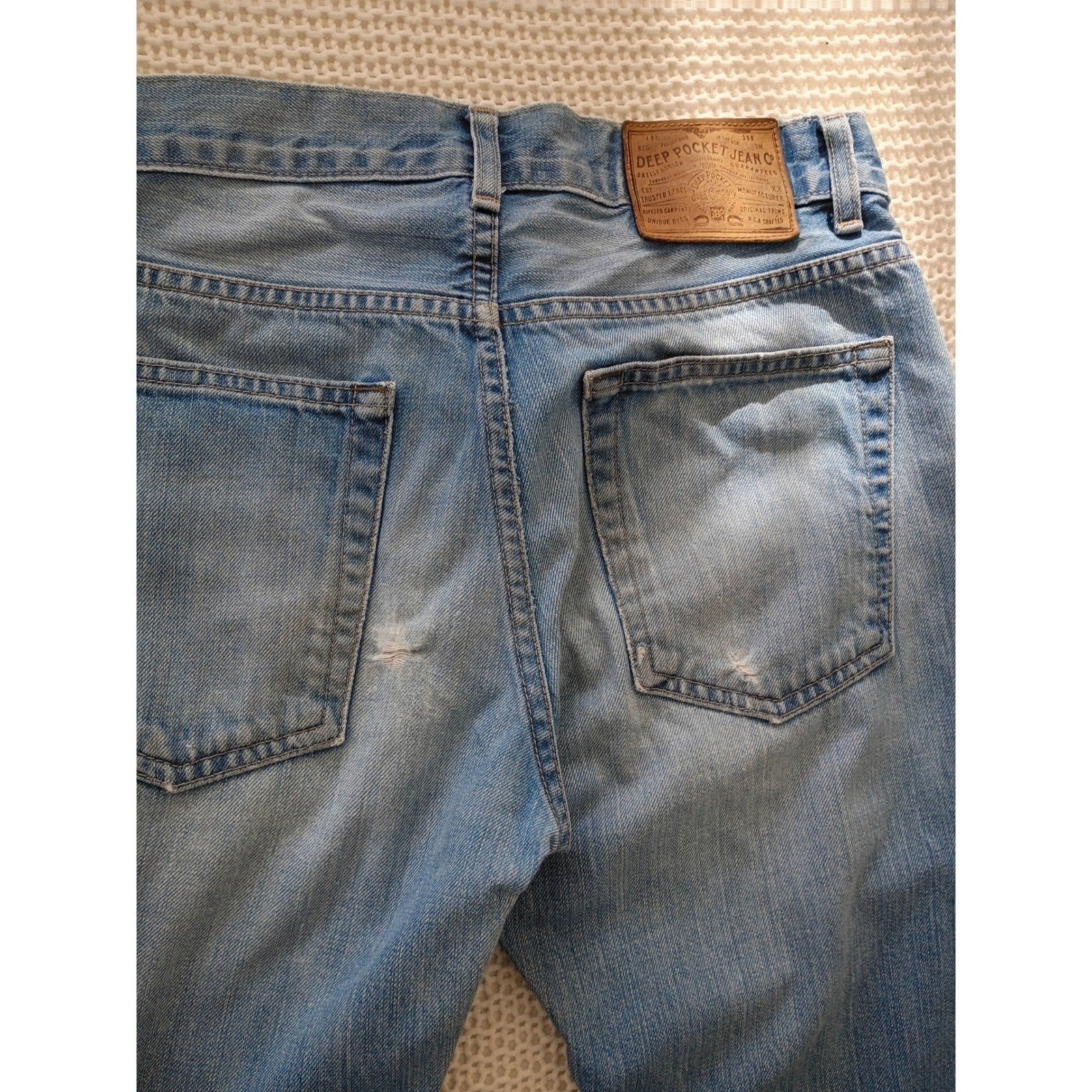VTG Deep Pocket Jean Co USA Kentucky Straight Leg Jeans Light Wash Button Fly 29