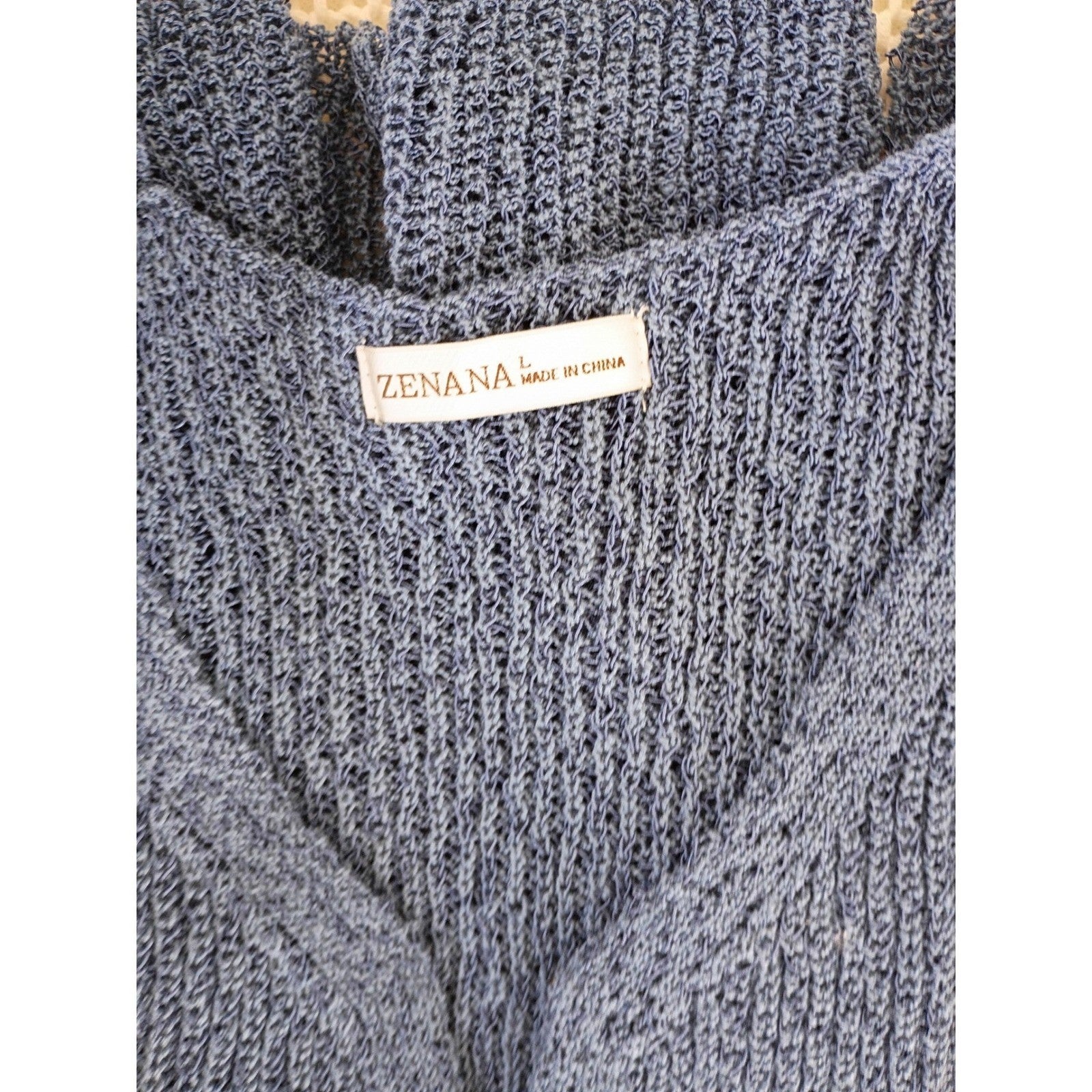 NWT Zenana Boho Blue Open Knit Crochet Sleeveless V-Neck Vest M Festive