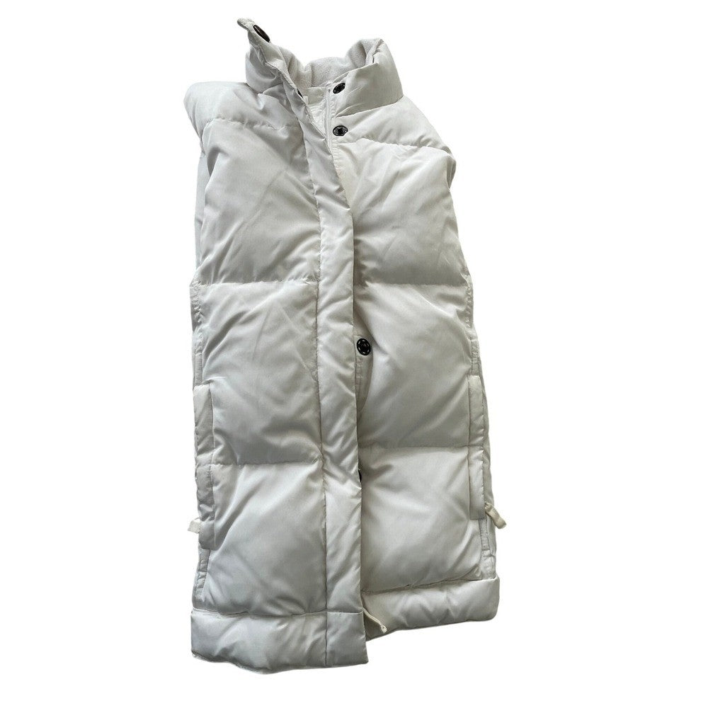 GAP White Quilted Puffer Jacket Fleece Lined Collar Full Zip Women's Size M Warm