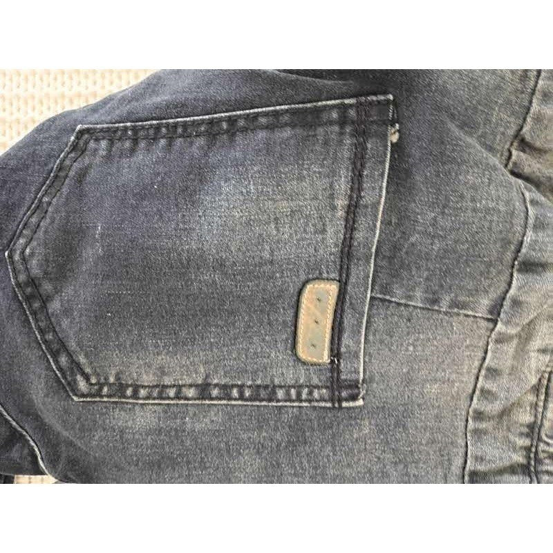 CHE DA LANG Relaxed Denim Drawstring Waist L 100% Cotton Tapered Dark Wash Moto