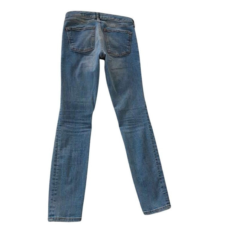 ZARA UK Y2K Low Rise Skinny Jeans Medium Wash Blue 27x30 Indie Sleaze VTG