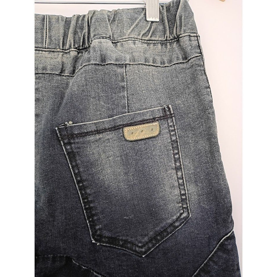 CHE DA LANG Relaxed Denim Drawstring Waist L 100% Cotton Tapered Dark Wash Moto