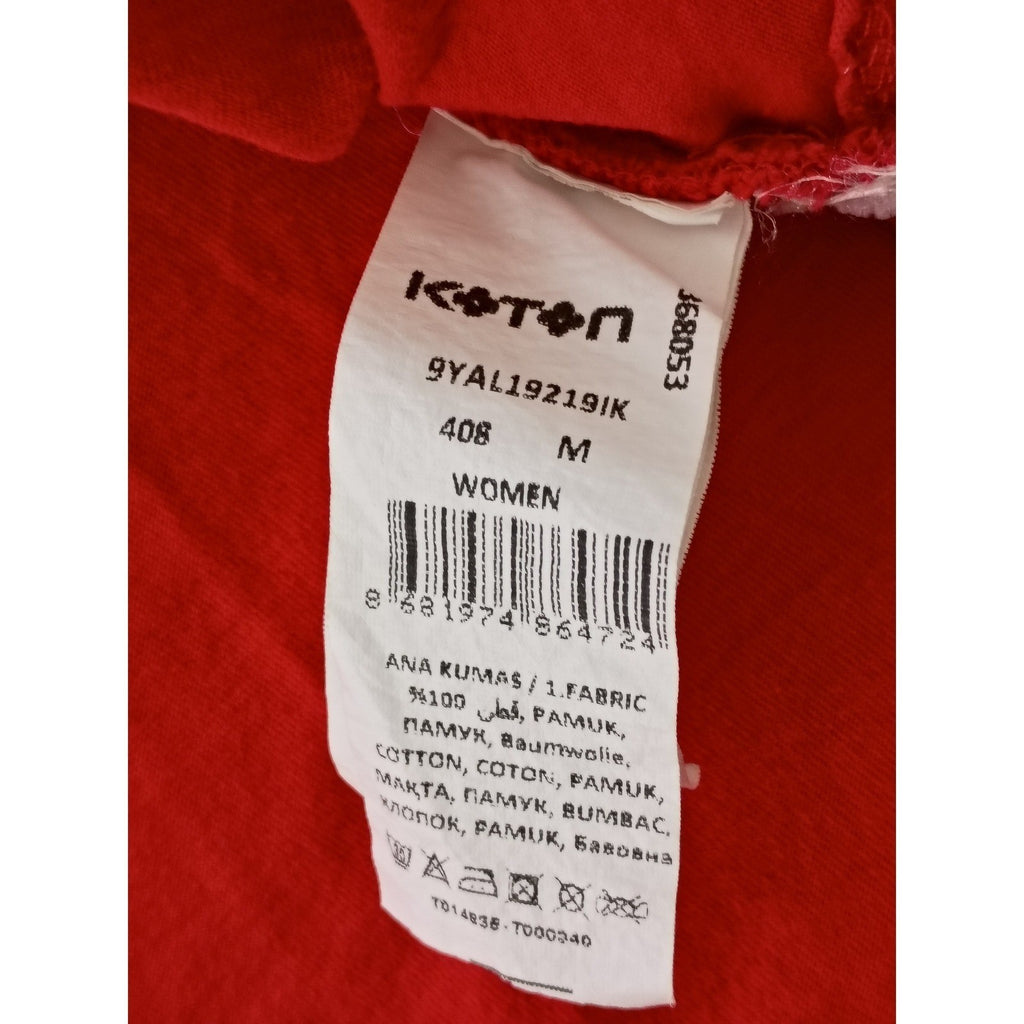 Ole by Koton Red Asymmetrical Draped Cap Sleeve Top Size M 100% Cotton