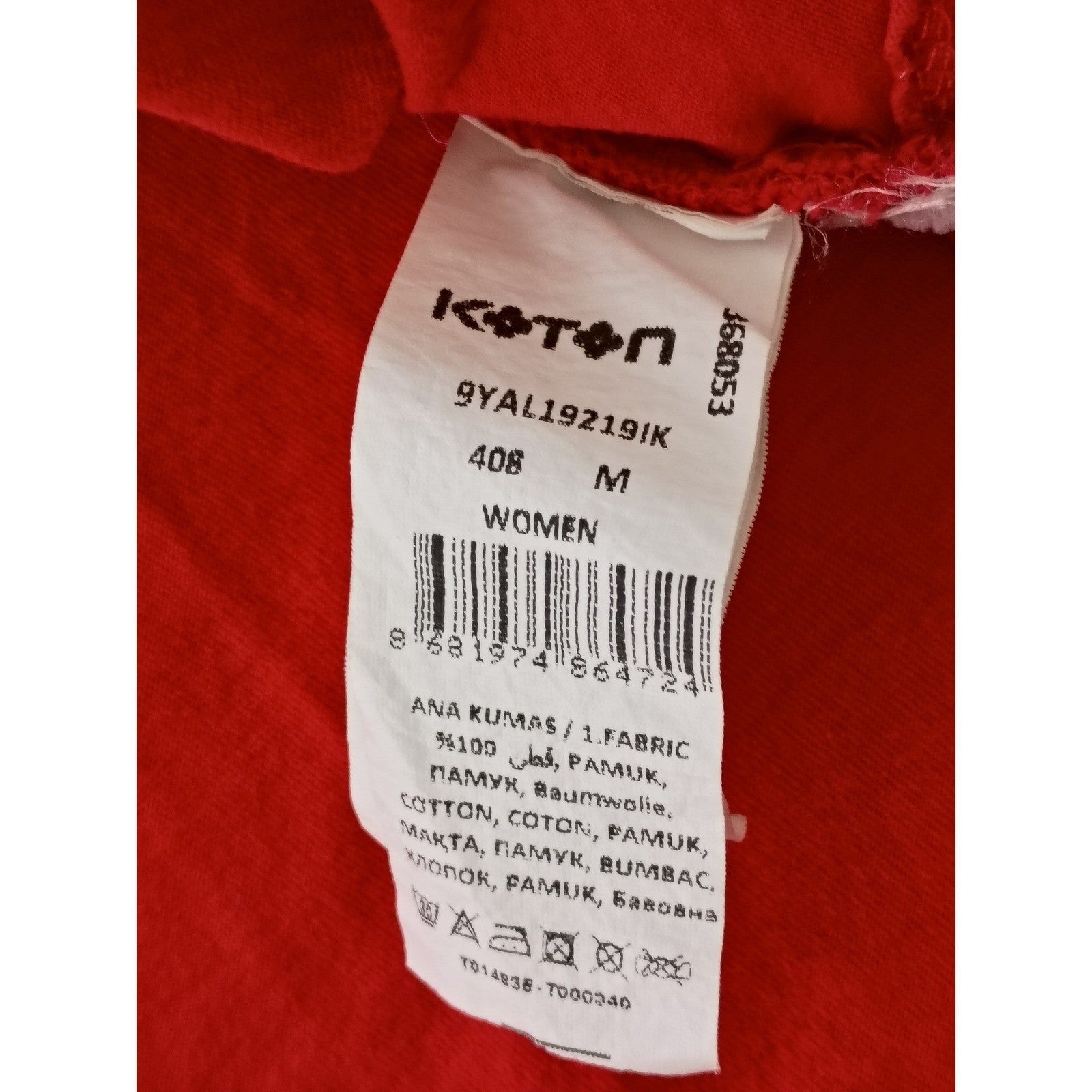 Ole by Koton Red Asymmetrical Draped Cap Sleeve Top Size M 100% Cotton