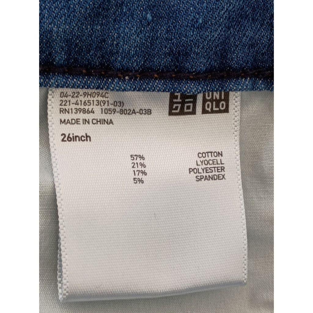 Uniqlo Ultra Stretch Skinny Jeans High Rise Tapered Medium Wash Blue 26x26