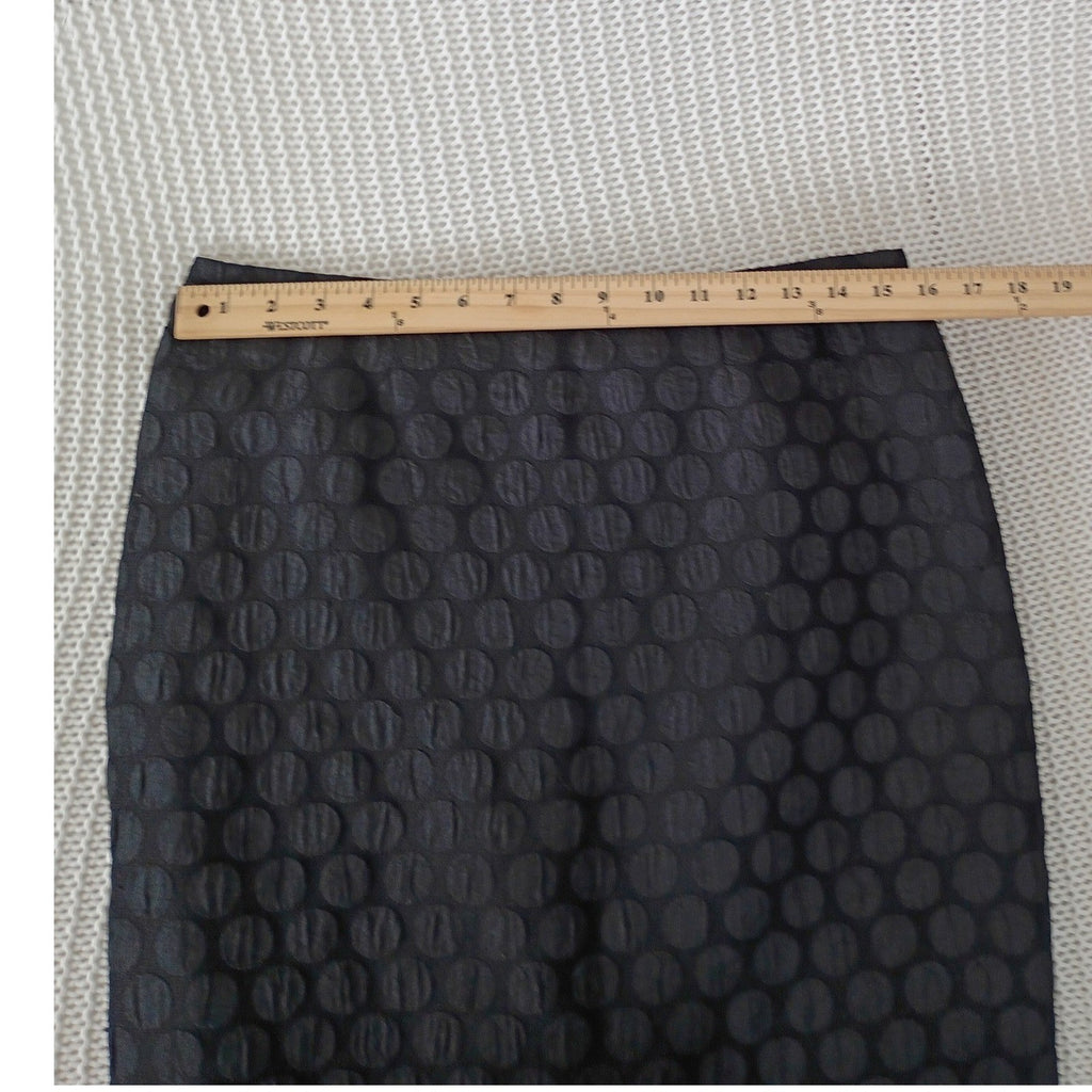 Maeve Anthropologie Black Textured Polka Dot Jacquard Pencil Skirt Medium 8