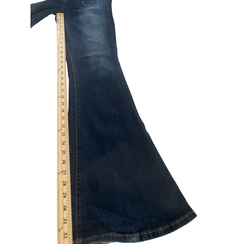 GUESS Dark Wash Flare Jeans Women Mid Rise Stretch Denim; TALL - In Seam 32"