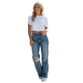 Revice LA High Rise Straight Leg Jeans 90s Rigid Denim Distressed 25x26