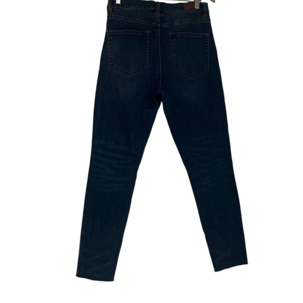 Garage High Rise Skinny Jeans Dark Wash Distressed Raw Hem 26x27 Y2K Aesthetic