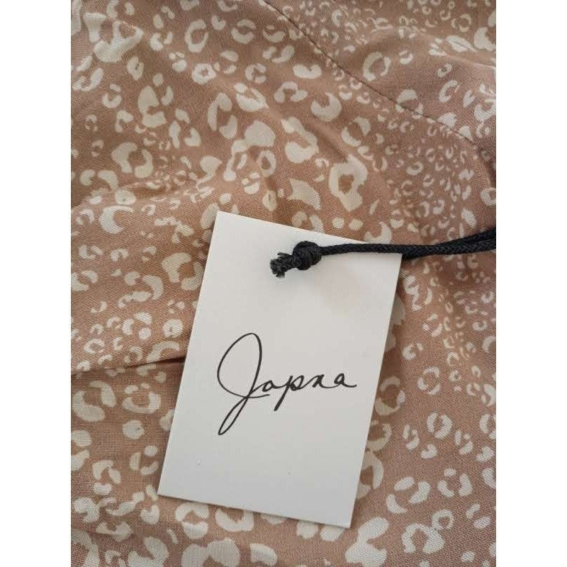 Japna Leopard Print Smocked Peplum Top M NWT Square Neck Long Slve Peasant Boho