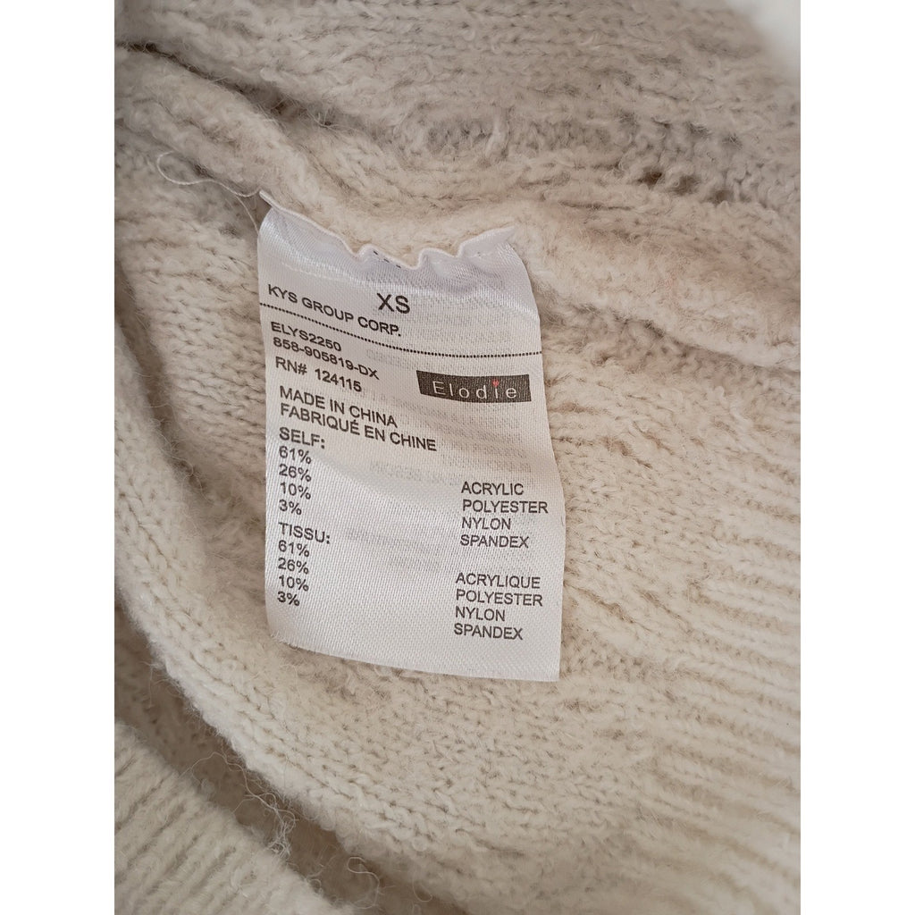 Elodie Cream Cable Knit Diamond Pattern Sweater Fits S Casual Chic