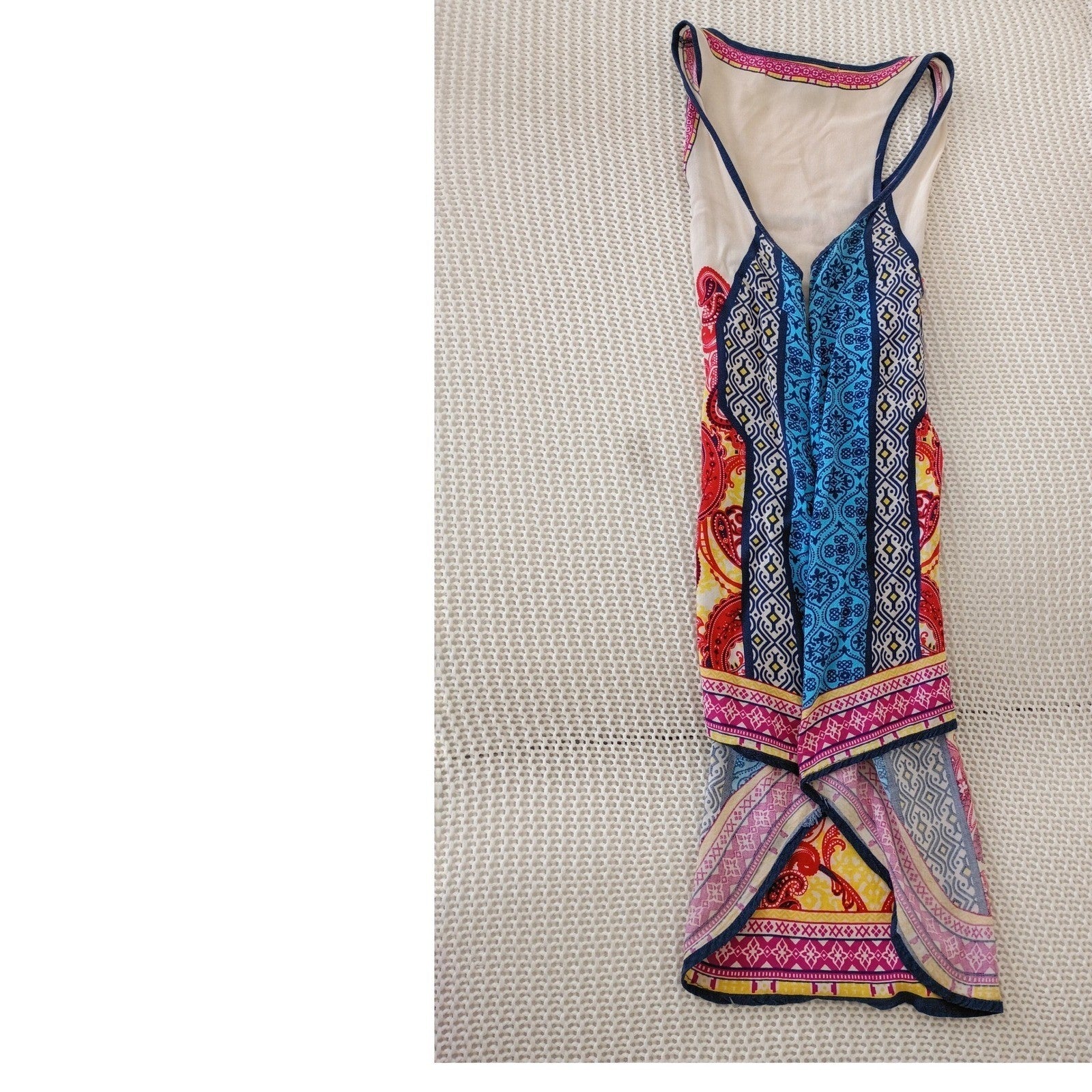 Flying Tomato Bohemian Tank Top S Paisley Print Sleeveless Sheer Lightweight