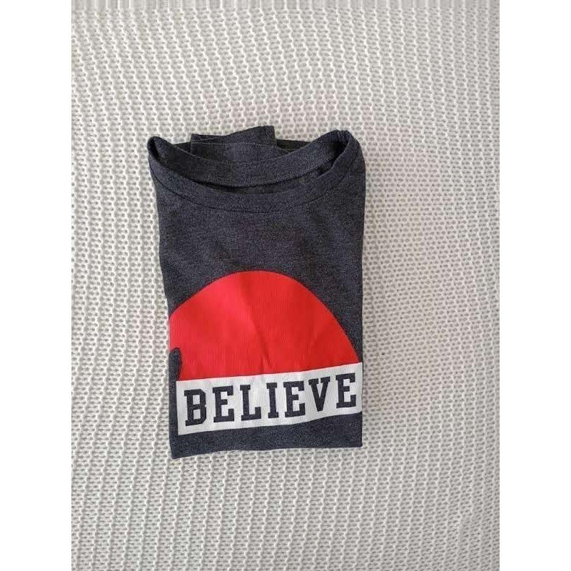 Old Navy Girl's L Believe Santa Christmas Tee Gray Fits Womens XS S