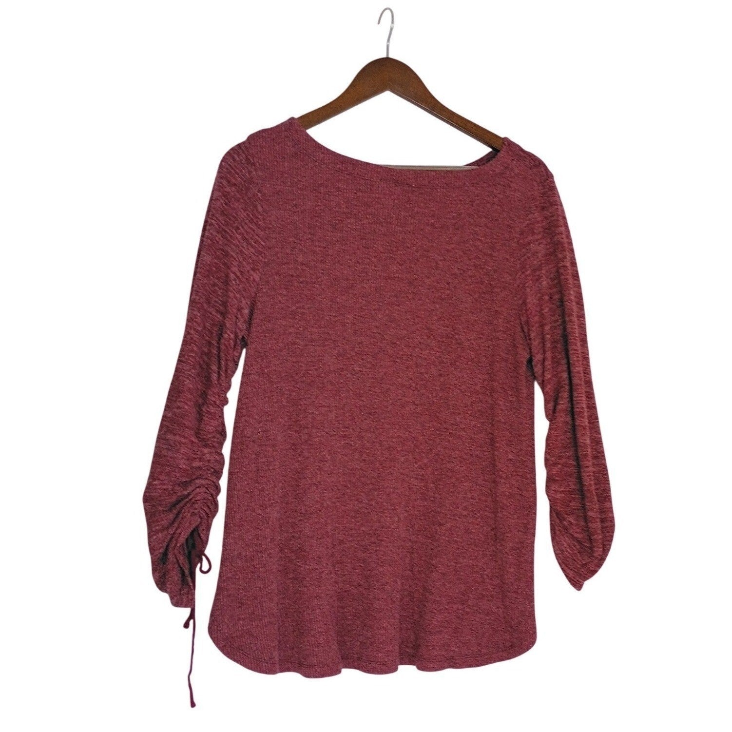 Anthropologie Saturday Sunday Burgundy Heathered Layered Top Boho Cozy Fits S/M