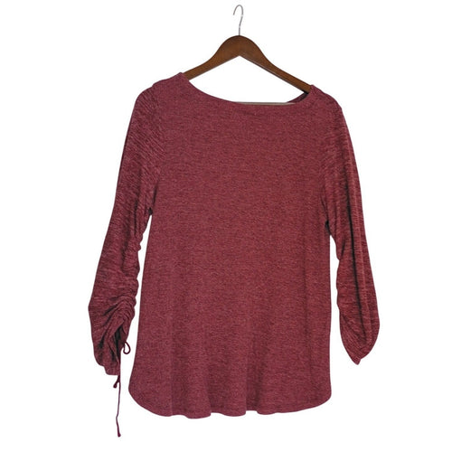 Anthropologie Saturday Sunday Burgundy Heathered Layered Top Boho Cozy Fits S/M