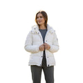 GAP White Quilted Puffer Jacket Fleece Lined Collar Full Zip Women's Size M Warm