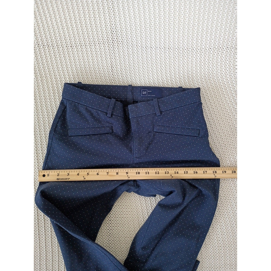 Gap Navy Blue Polka Dot Slim Trousers 4R W28x29 Stretch Cotton Casual Chic