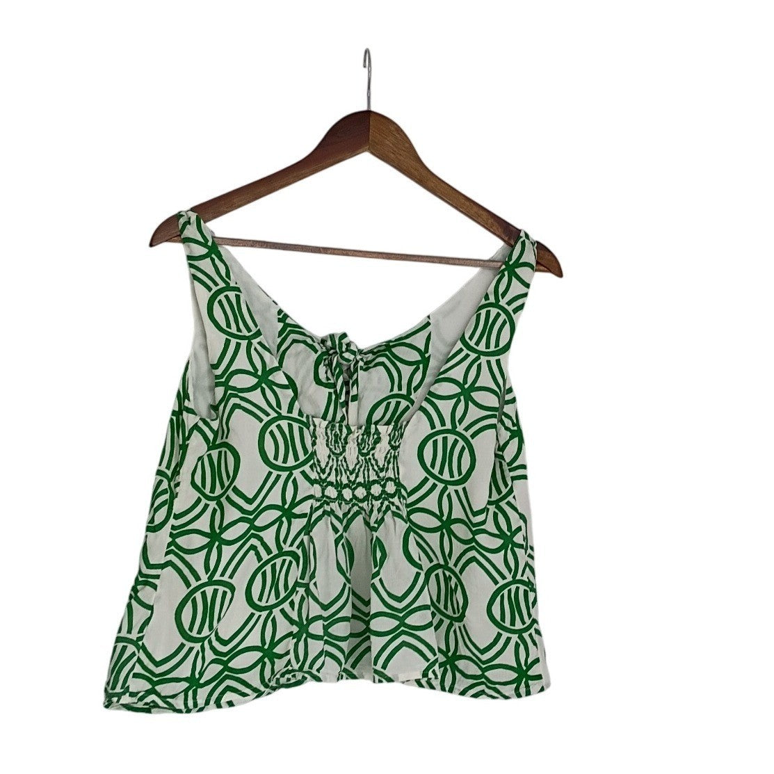 Maeve Anthropologie Green White Geometric Print Sleeveless Crop Top Fits S $78