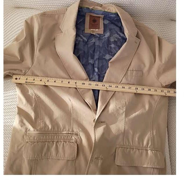 Territory Ahead 100% Cotton Tan Blazer Jacket L Button Up Lapel Collar Light