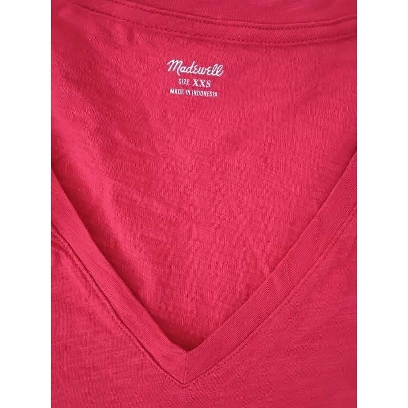 Madewell Red V-Neck T-Shirt Cotton Casual Tee Fits S NWOT