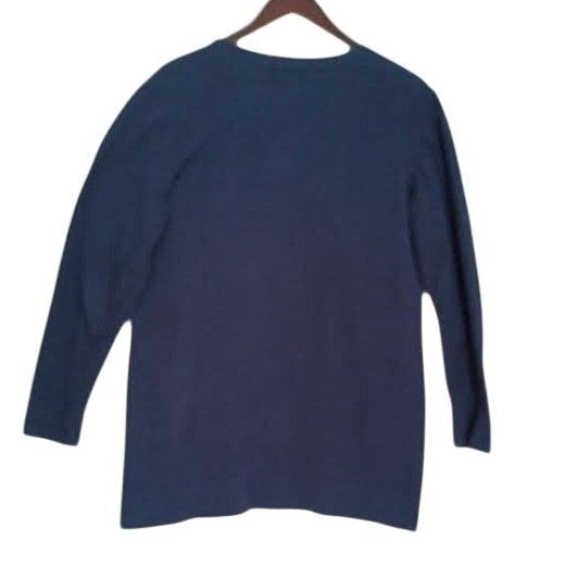 CHADWICKS 100% Cozy Casual Cotton Navy Blue Button Front Cardigan Size L