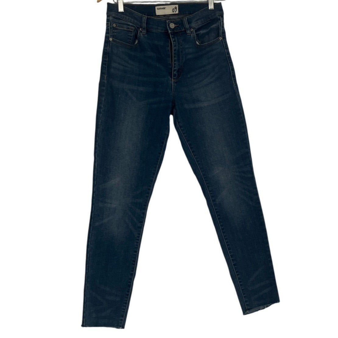 Garage High Rise Skinny Jeans Dark Wash Distressed Raw Hem 26x27 Y2K Aesthetic