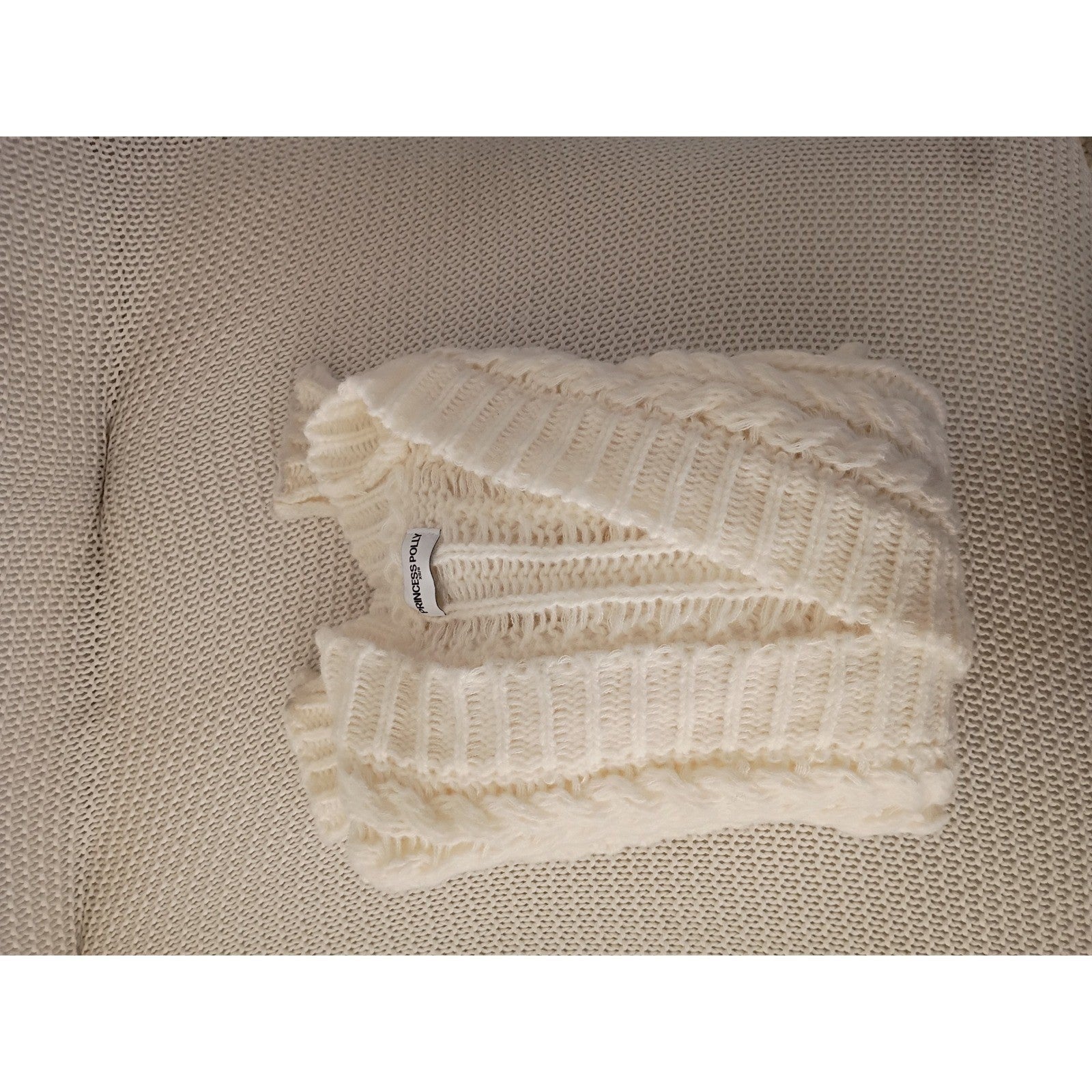 Princess Polly Elegant Cozy Cream Cable Knit Cropped Cardigan Open Front M NWOT