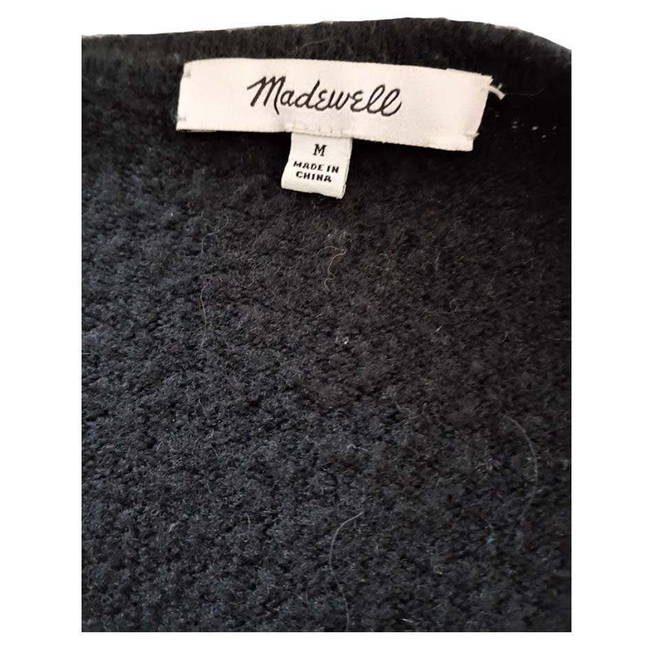 Madewell Black Zip Up Jacket Wool Alpaca Blend  Mock Neck Long Slve Thumbholes M