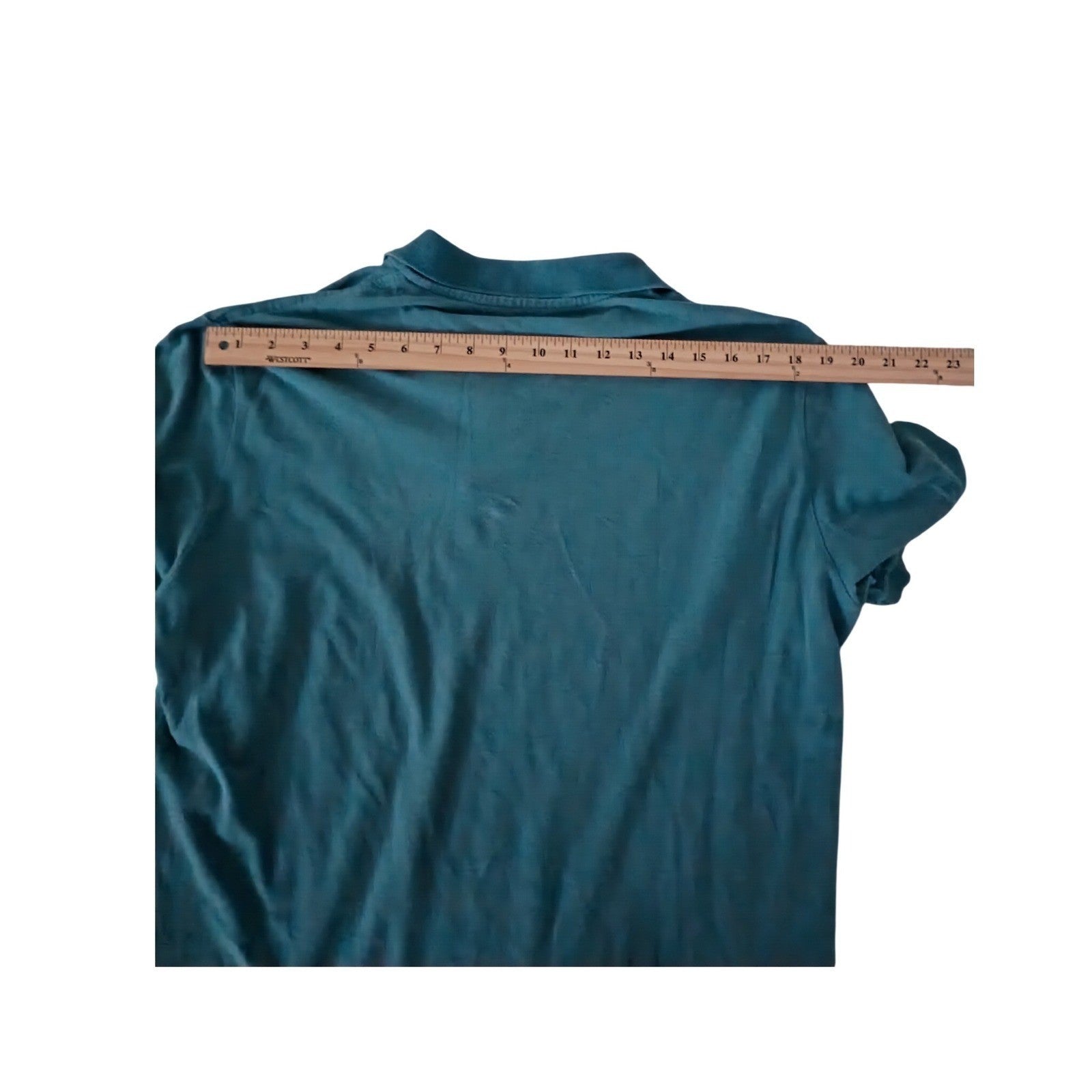EXPRESS Mens Polo Shirt Teal Green Short Sleeve 100% Cotton L Classic