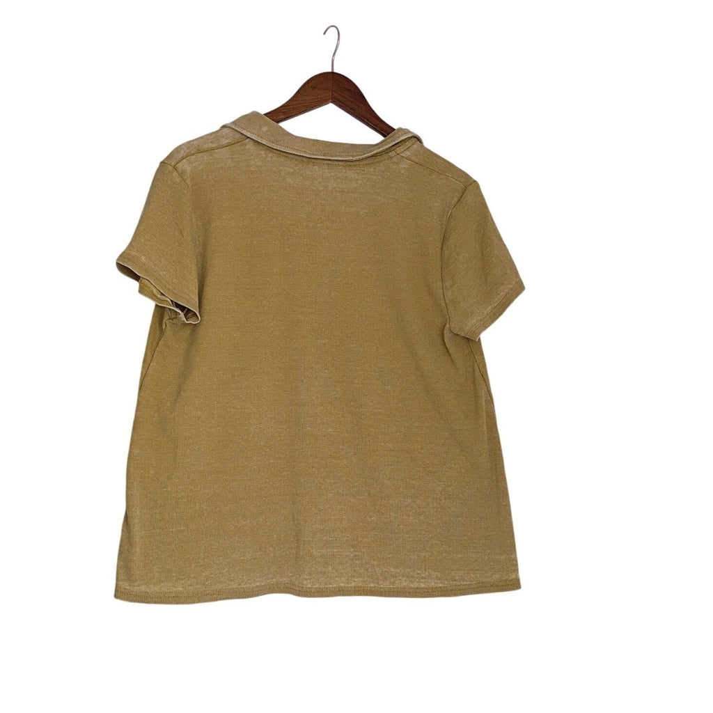 Jane + Delancey Mustard Ribbed Cotton Blend Polo Shirt M Classic Collar