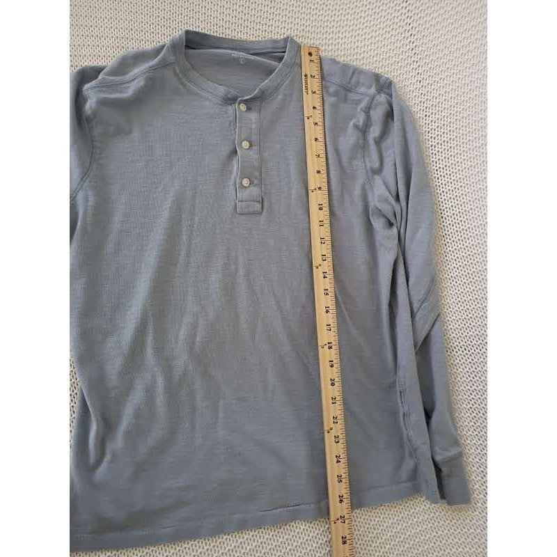 J.Crew Blue Henley Shirt Long Sleeve Re-Imagined Cotton Top Classic Casual L